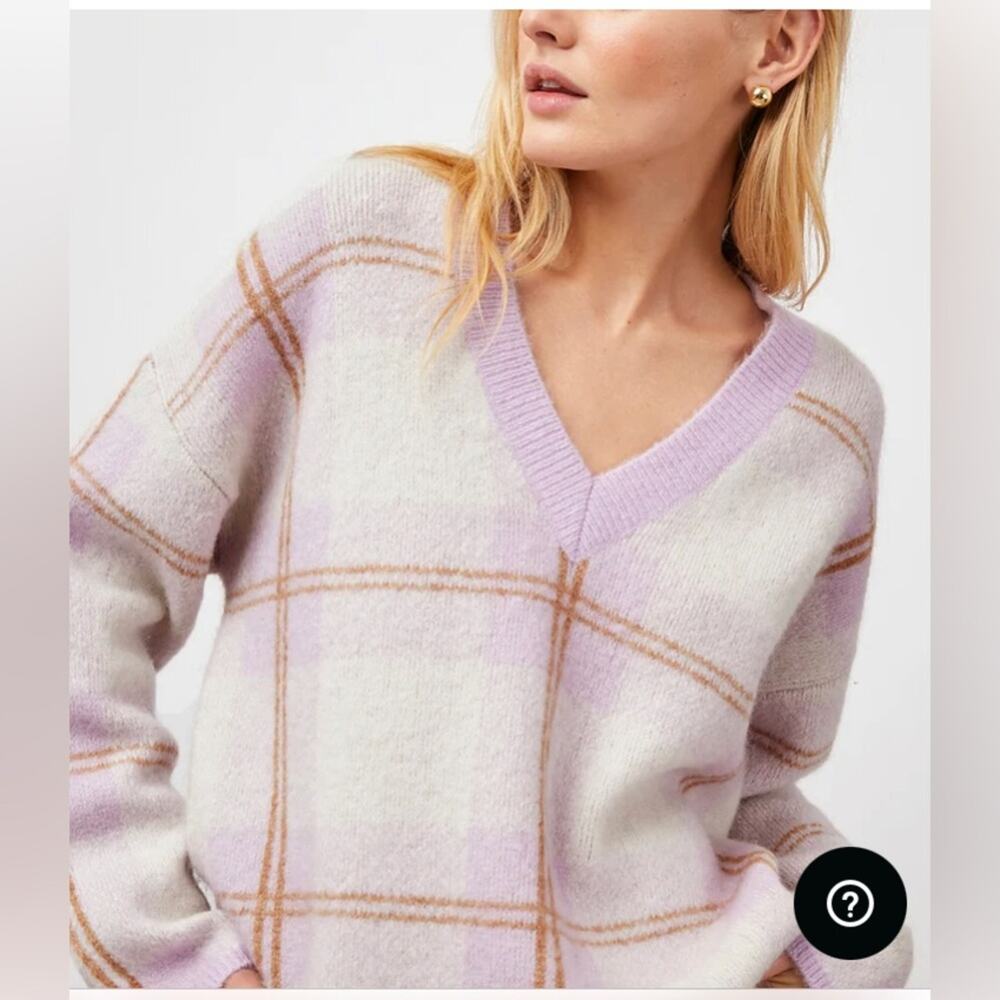 Rails xs Colleen sweater lilac plaid wool mohair blend cozy relaxed oversized